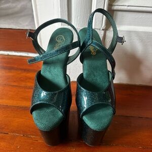 Glitter Green Pleaser Heels